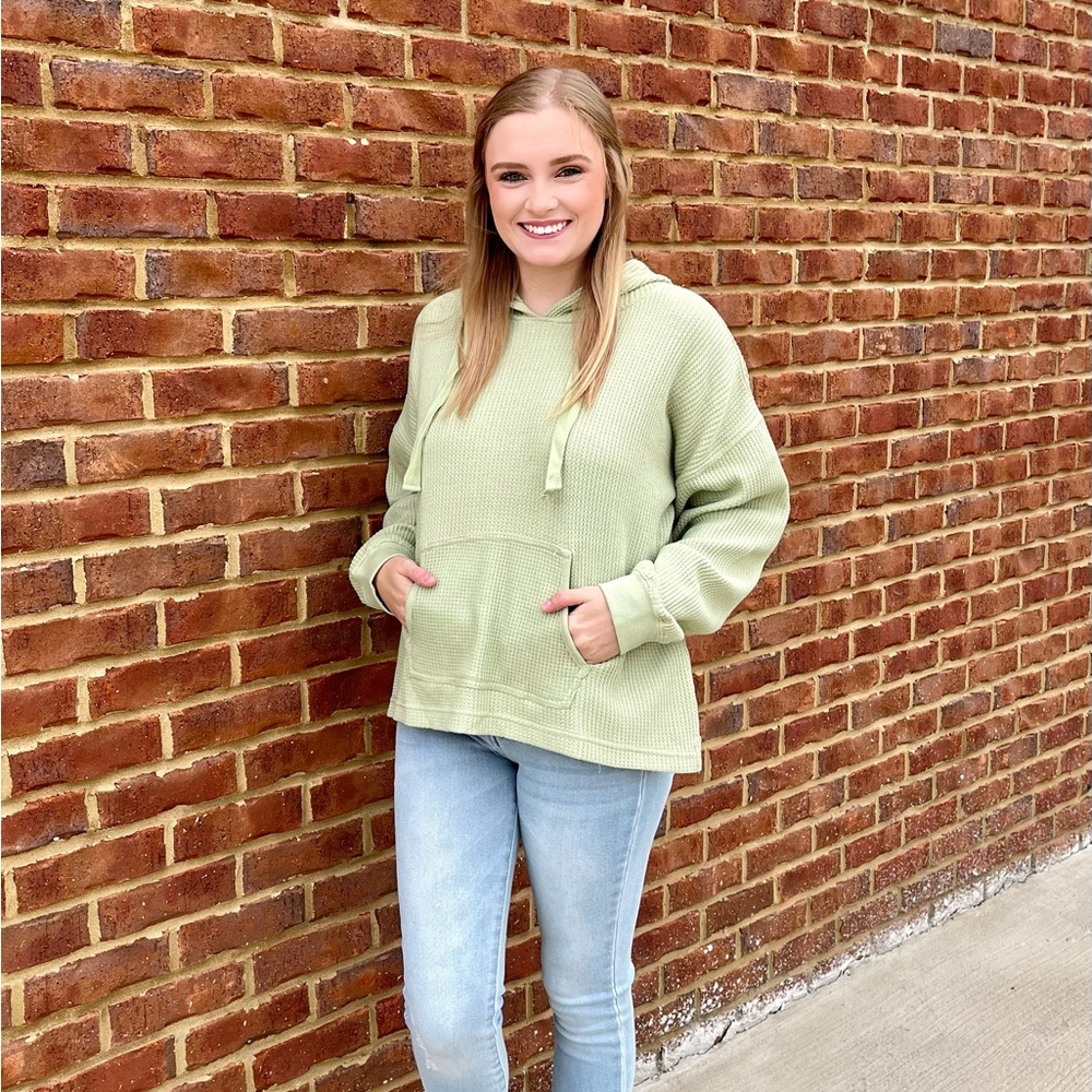 River & Rose sage top with hood